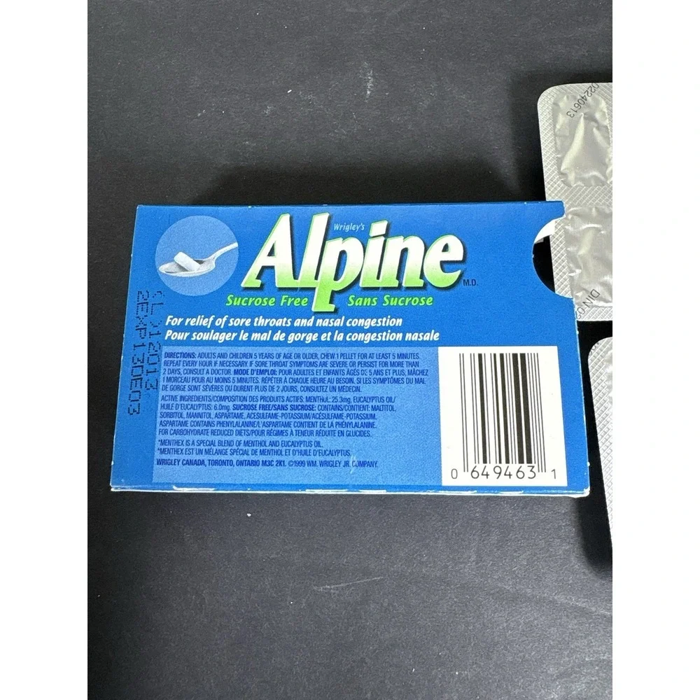 Vintage Wrigley's Alpine Menthol & Eucalyptus Gum Empty Display Package